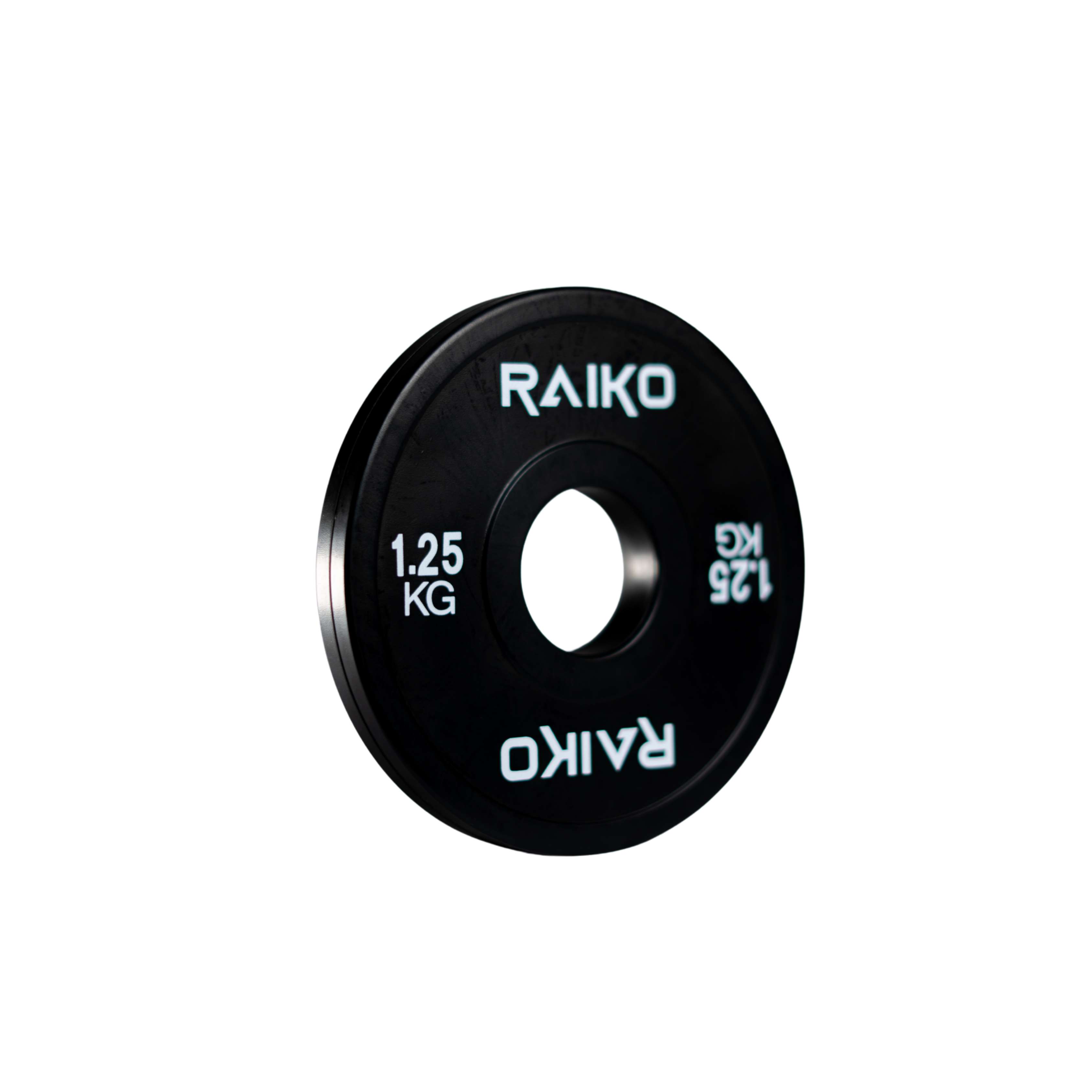 Sort change plate 1,25 kg fra Raiko Sport med hvit logo og vektangivelse